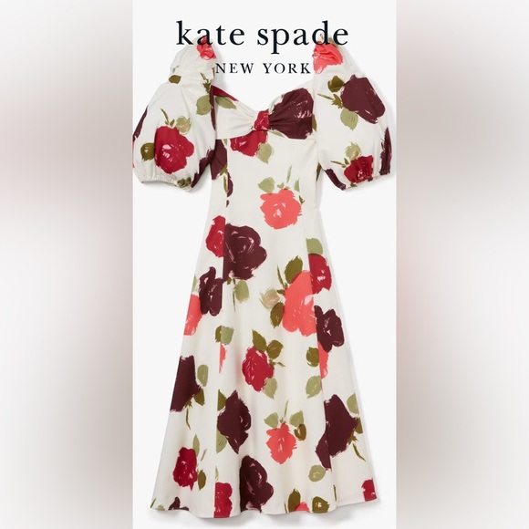 Kate Spade Just Rosy Beau Midi Dress - Picture 1 of 10